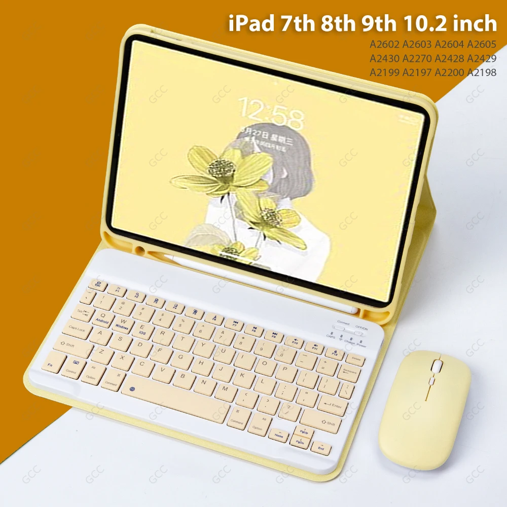 Detachable Keyboard with Mouse for iPad 10.2 inch 7 8 9th generation Case with Pencil Slot for iPad Air 3 Pro 10.5 inch