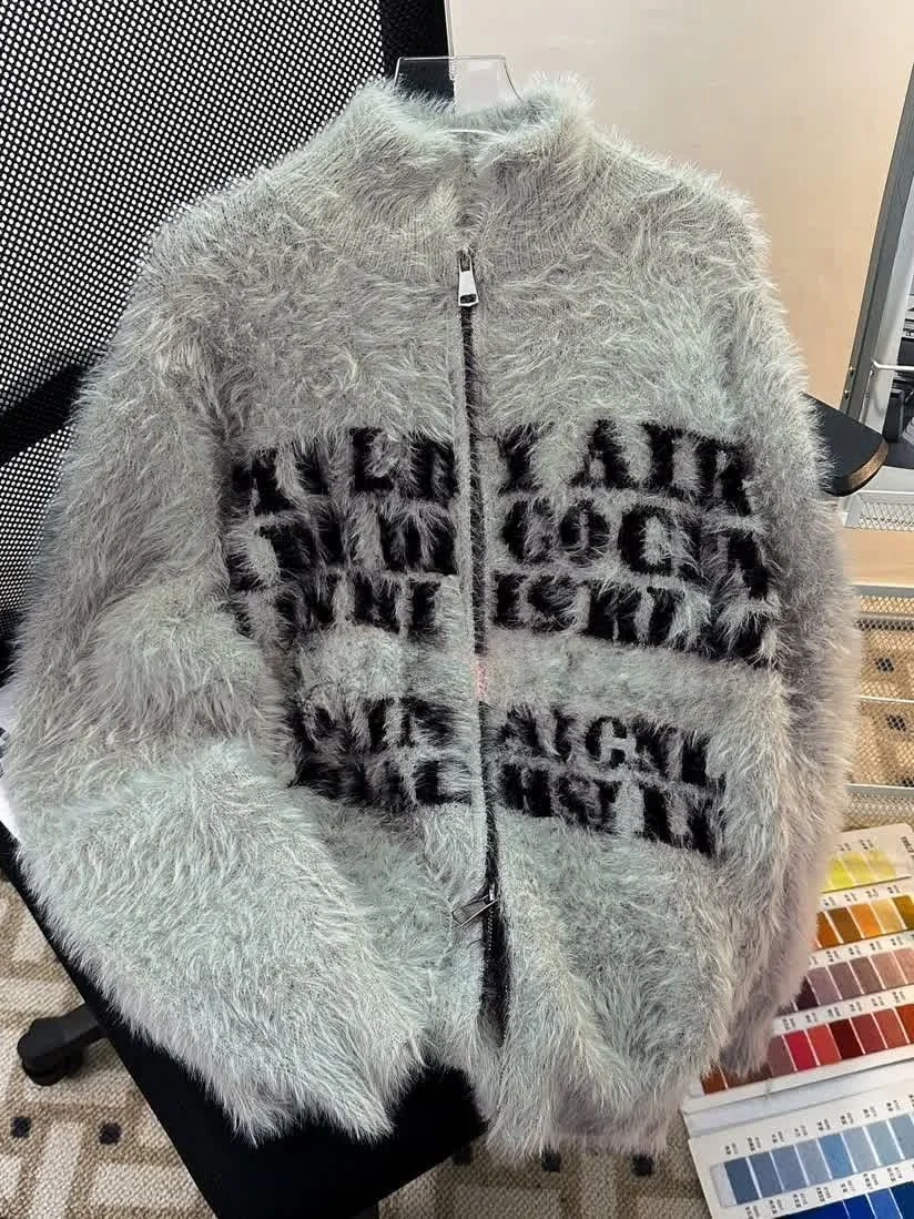 

High-End Letter Embroidered Open Cardigan Knitwear for Men And Women Lazy Sle Autumn Winter Couple Outerwear