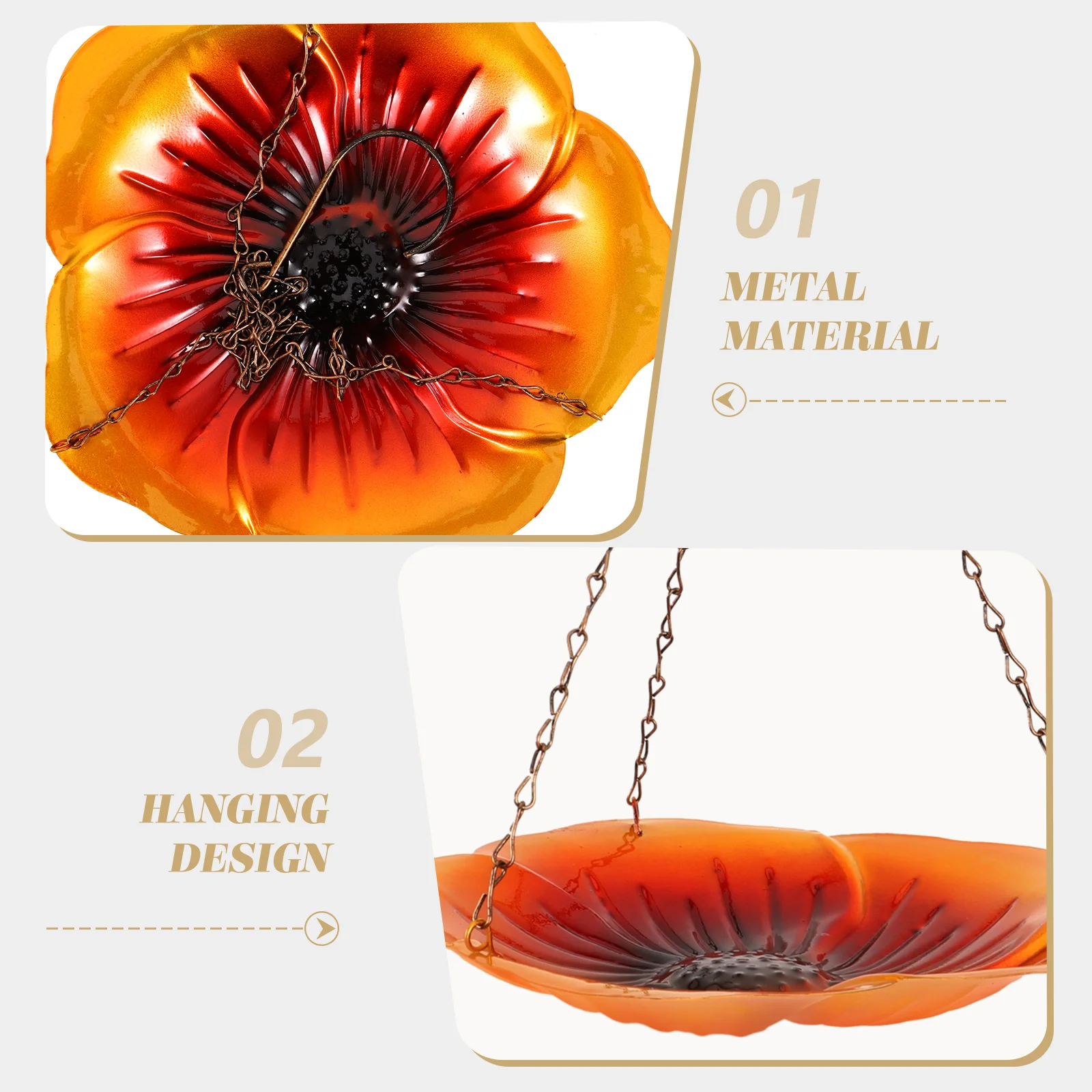 

Outdoor Metal Bird Feeder Golden Brown Hanging Decorative Iron Feeder for Birds Easy Clean Stable Reliable Yard Garden nament