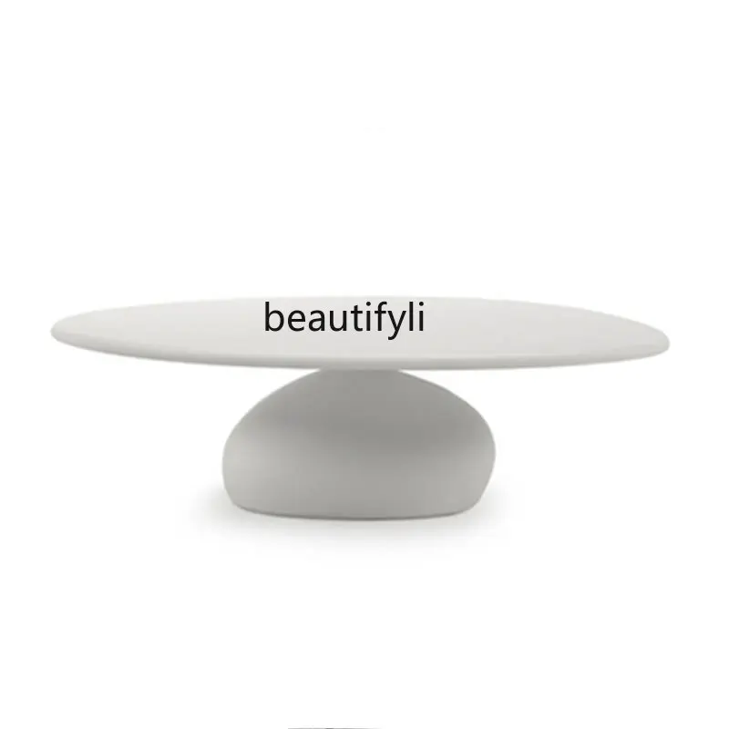 zqSmall Apartment round Tea Table Charming Style Nordic Simple Oval Tea Table B & B Tea Table