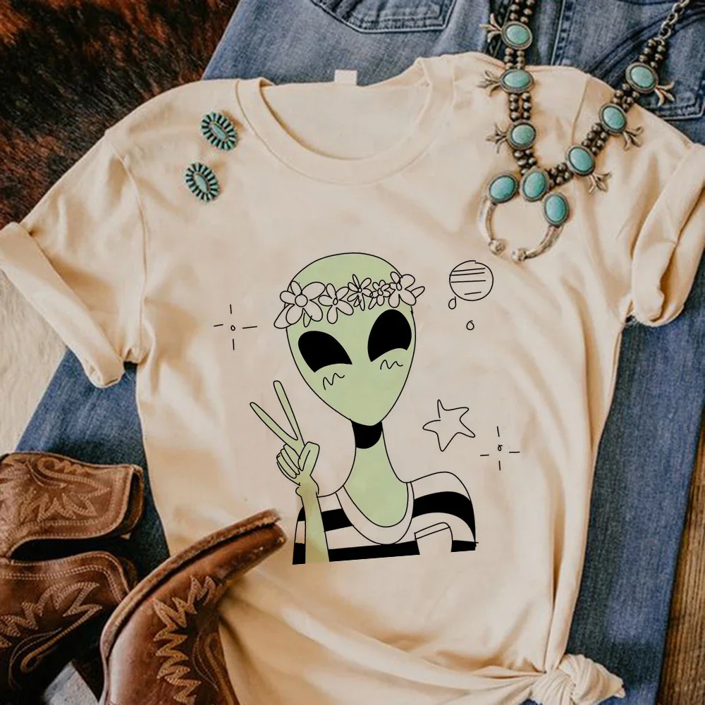 Psychedelic Alien Magic T Shirt Women Summer Harajuku Anime Tee Female 2000s Y2k Anime Clothes Soft Fabric Quick Dry Summer