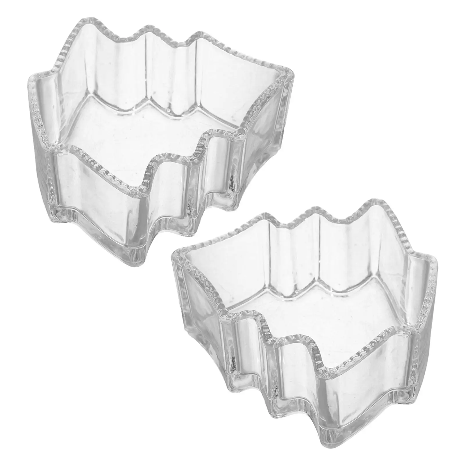 Set of 2 Vintage Glass Christmas Tree Holders Clear Tealight Votive Holders for Holiday Dinner Table Decoration