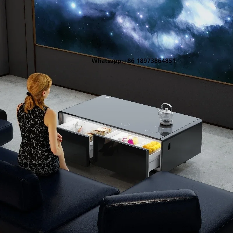 

Multifunctional Luxury Living Room Furniture Smart Coffee Table with Wireless Charging Mini Refrigerator