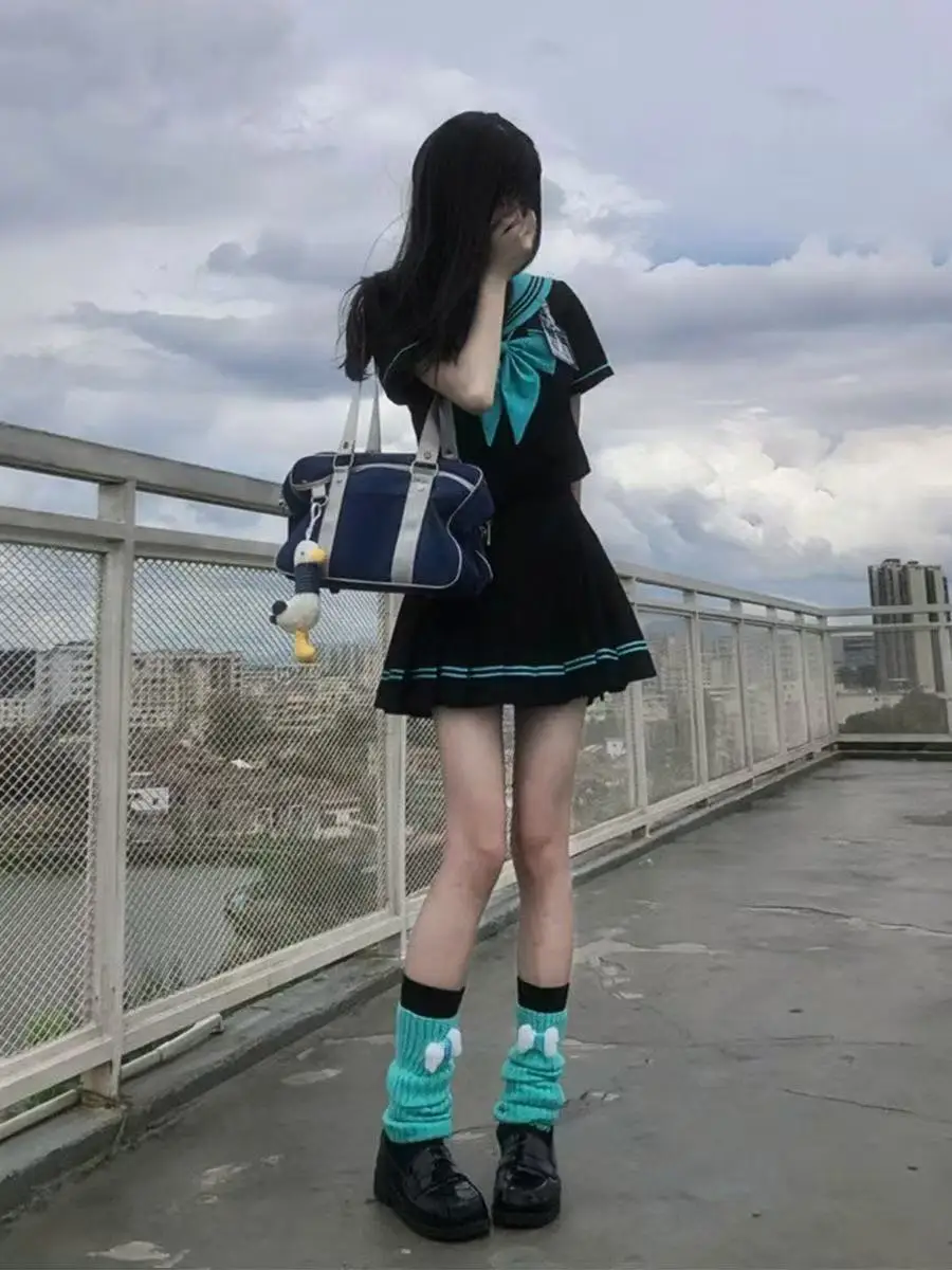 

Оригинальный комплект Sweet School orm ort Sve, плиссированная юбка, костюм моряка, женский ансамбль Faion, летний повседневный универсальный комплект