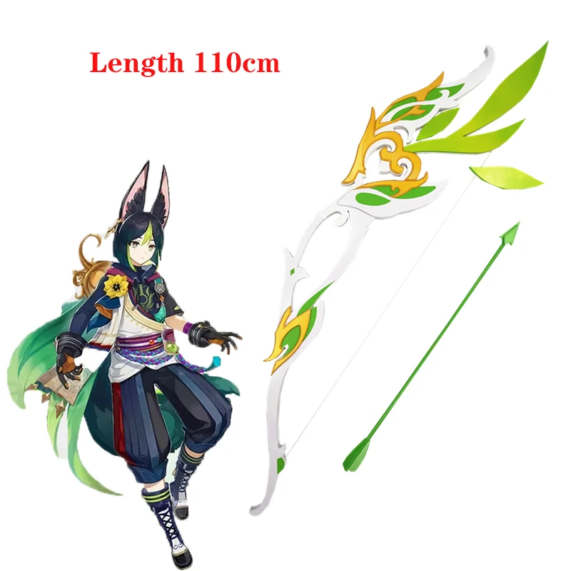 Game Genshin Impact Tighnari Hunter’s Path Bow and Arrow 110CM Quality Wooden Cosplay Props for Halloween Christmas Party Weapon