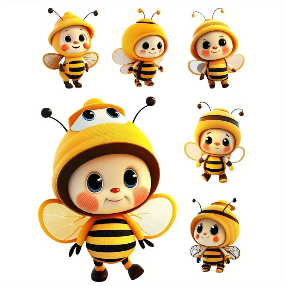 2D Cute Bee Car Hanging Decoration Acrylic&Plexiglass Ornament 2D Car Decoration Hanging with Golden Rope Exquisite