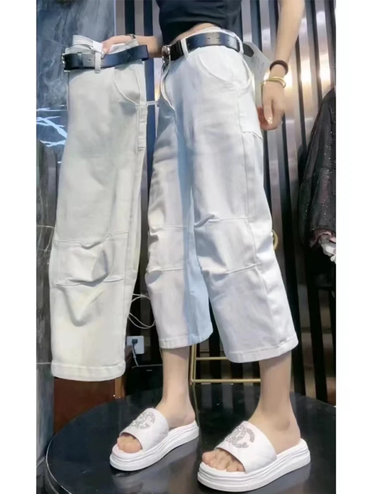 

High Waist Wide Leg Jeans Women's Summer New Style Elastic Straight Cut Loose Slimming Denim Pants plus Size Miniature