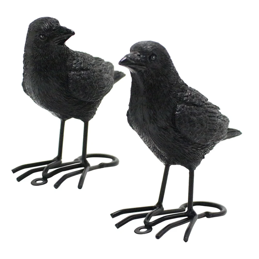 

2pcs Halloween Crows Decoration Realistic Bird Crow Props For Party Home Garden Yard Decor Haunted House Layout Ornament