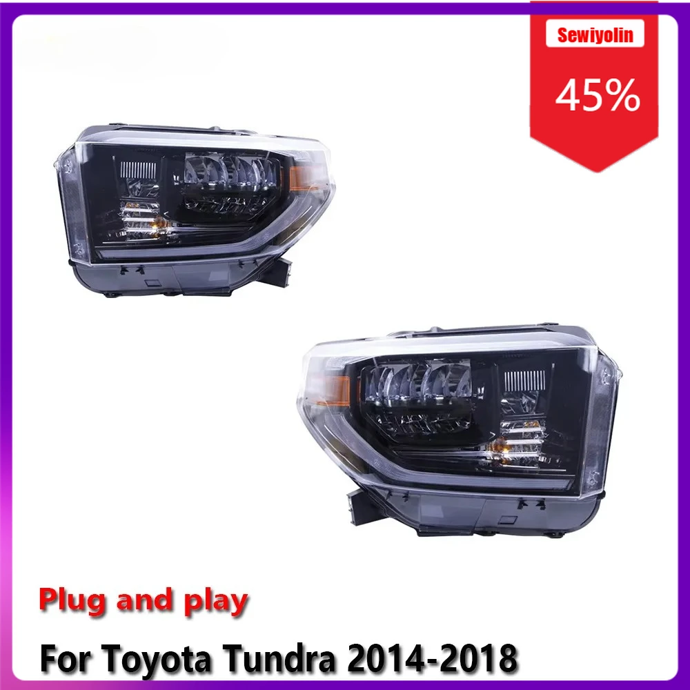 

Sewiyolin автомобильные светодиодные фары в сборе для Toyota Tundra 2014-2018 противотуманные фары DRL тормозной указатель поворота