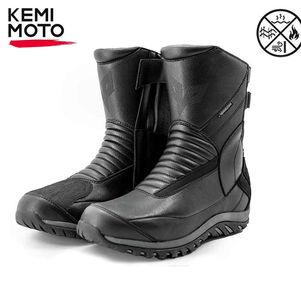 Motorcycle Boots Men Leather Riding Shoes Waterproof Breathable Safety Motocross Motobike Thick Sole Protection Outdoor Racing