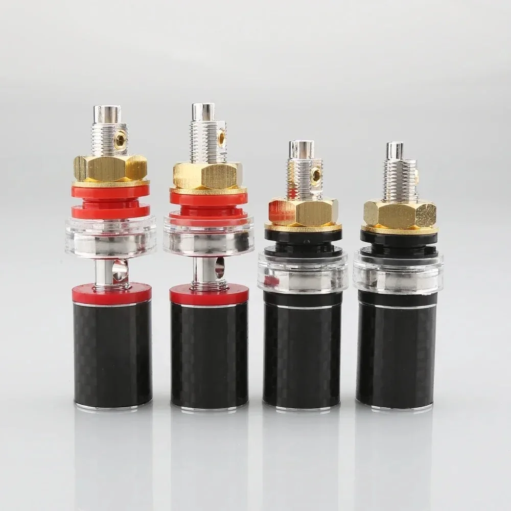 

Viborg Pure Copper Rhodium Plated Binding Post Speaker Terminal Carbon Fiber HIFI Audio Cable Connector