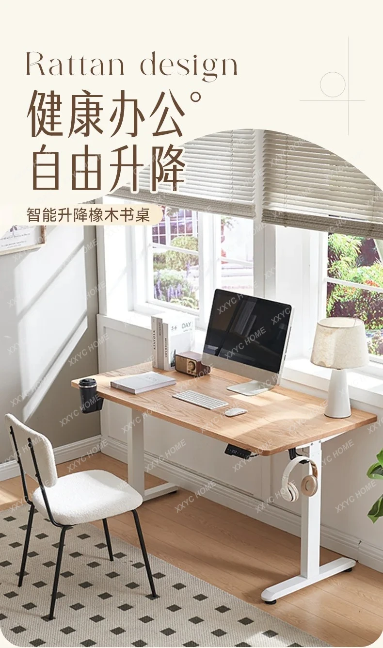 

Компьютерный регулируемый стол для письма, учебы, дома, передвижной рабочий стол, прямоугольный, из массива дерева