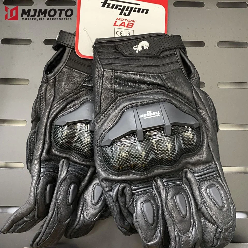 Furygan Motorcycle Gloves Short Knight Carbon Fiber Drop Protection Gloves Leather Vintage Motorbike Riding Gloves CE Approved