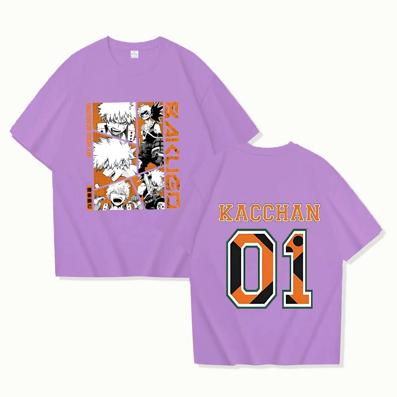 Camisetas con estampado de Anime Bakugou Katsuki Unisex, camiseta de manga corta a la moda, Camiseta holgada informal de verano para mujer