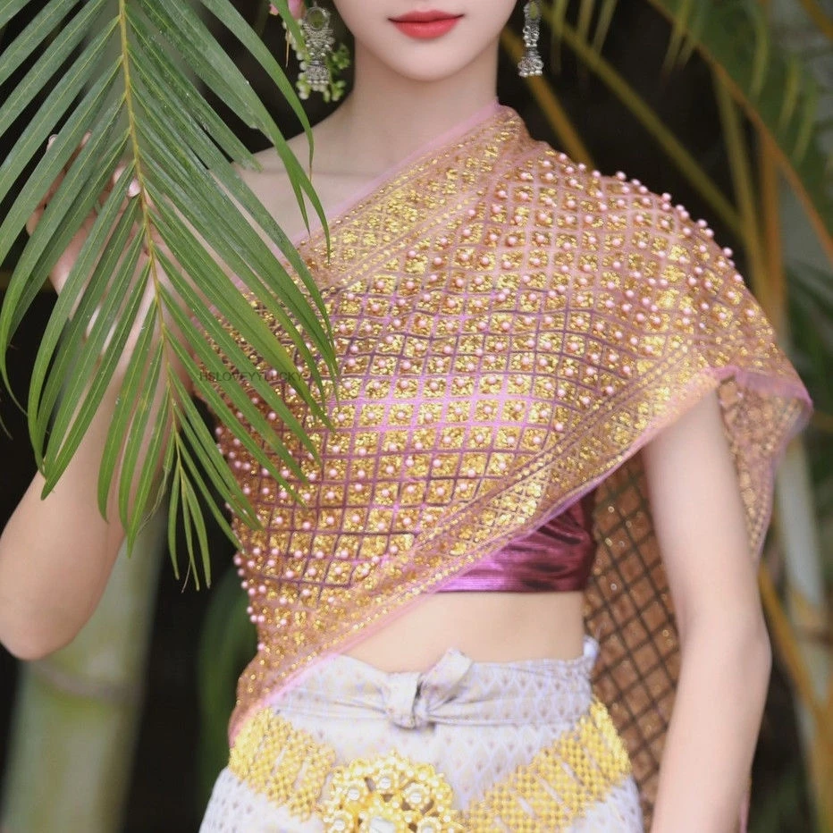 Thailand Traditional Clothes Vintage Travel Dress Wrapped Thailand Southeast Asian Women Oriental Style Festival Costumes