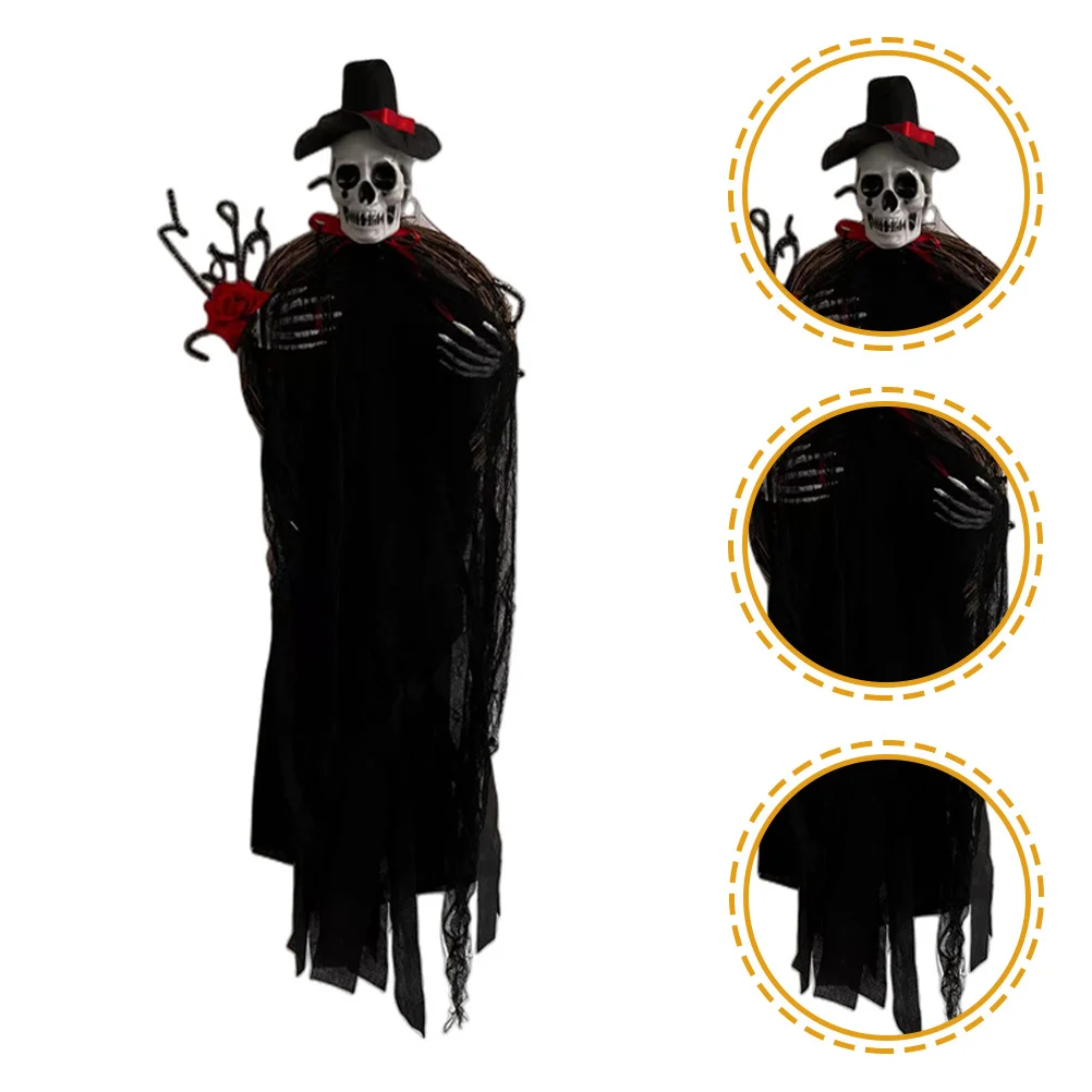 

Halloween Skull Ghost Wreath Hanging Decor Scary Front Door Wall Halloween Hanging Garland Party Supplies Skull Ghost Wreath