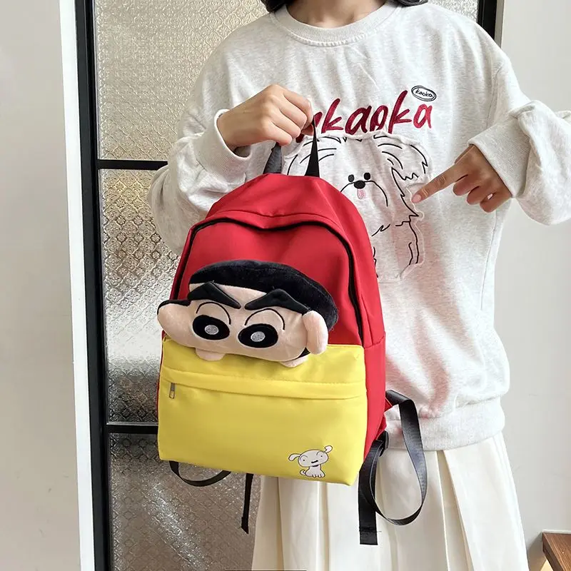 Crayon shin-chan mochilas de boneca de pelúcia, homens e mulheres, sacos de desenho animado, viagem, casual para caminhadas, viagem, acampamento, mochila, presentes de aniversário