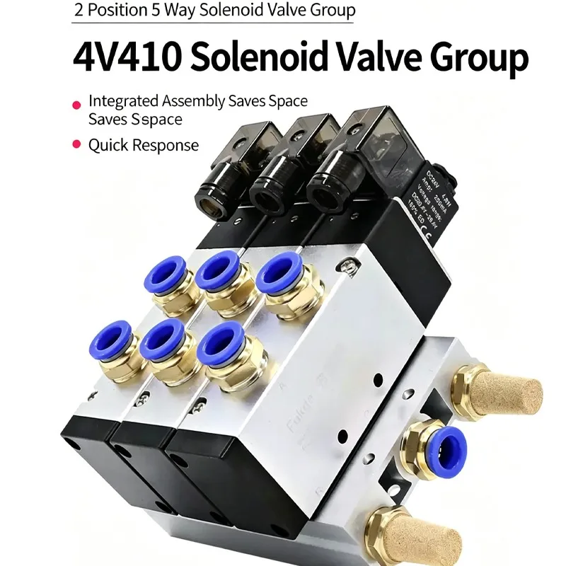 2-position 5-way Solenoid Valve Manifold Wit Fitting control Valve Mounting Base 4V410 - 15 DC12V AC110V AV220V DC24V
