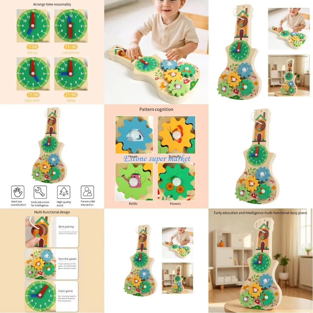 090B لوحة تعليمية خشبية تفاعلية للمهارات الحركية الدقيقة والترابط بين الوالدين والطفل