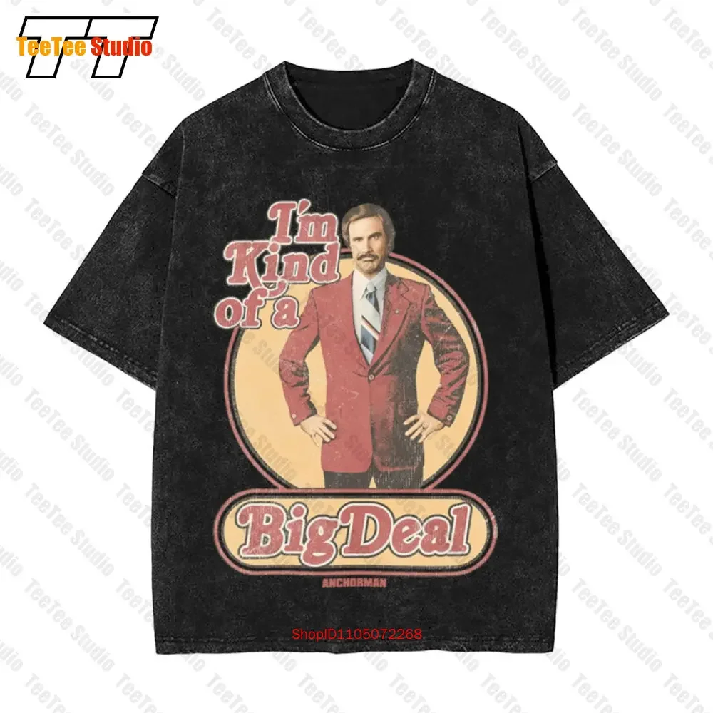 Anchorman Men'S Vintage Oversized T-Shirt I'M Kind Of A Big Deal Circle Legend Ron Burgundy American Comedy Movie Series NOAK
