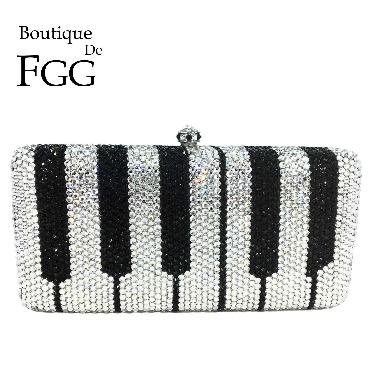 

Boutique De FGG Novelty Piano Keyboard Women Crystal Clutch Evening Minaudiere Bags Party Dinner Rhinestone Box Handbags Purses