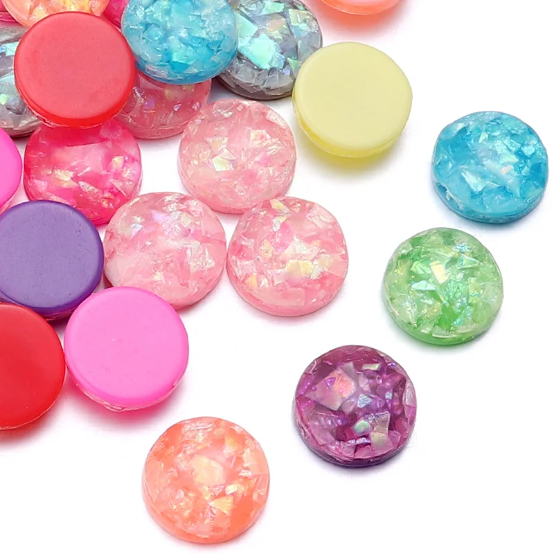 DC 50 sztuk/partia żywica Cabochons 6-12mm Multicolor okrągły kształt Spacer DIY pierścień kolczyk naszyjnik biżuteria znalezienie akcesoria