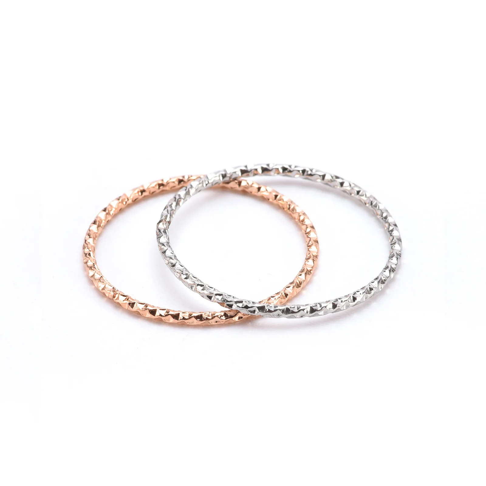 1mm Thin Stackable Faceted Ring Stainless Steel Wedding Band for Women Girl Size 4-10