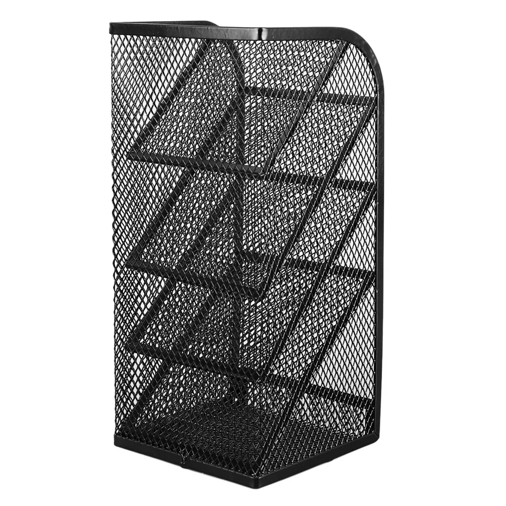 Pencil Holders Metal Desktop Pen Holder Mesh Compartments Stationary Container Slant Insert Black Desk Pencil Holder Home Use