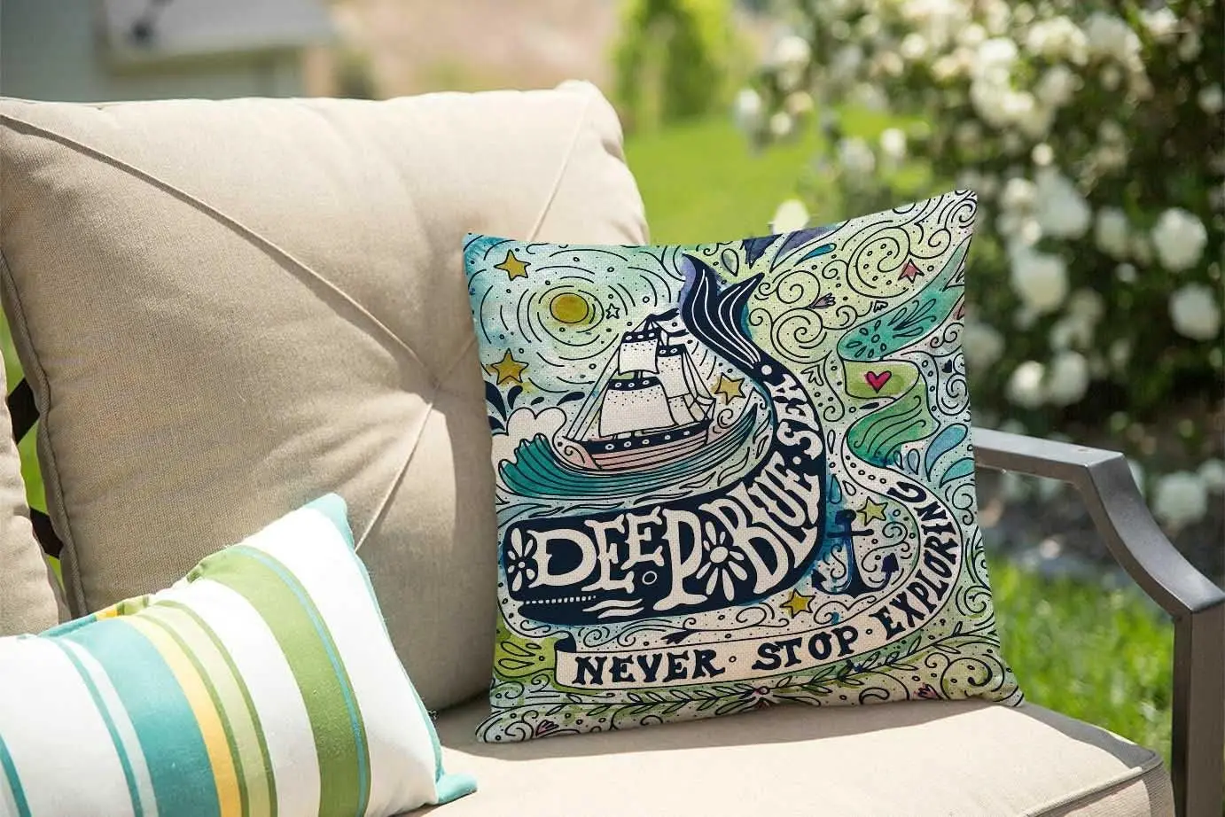 Vintage Sailing Ship Pillowcase, Ocean Wave Art Cushion Cover, Nautical Adventure Home Decor, Retro Marine Style Living Room