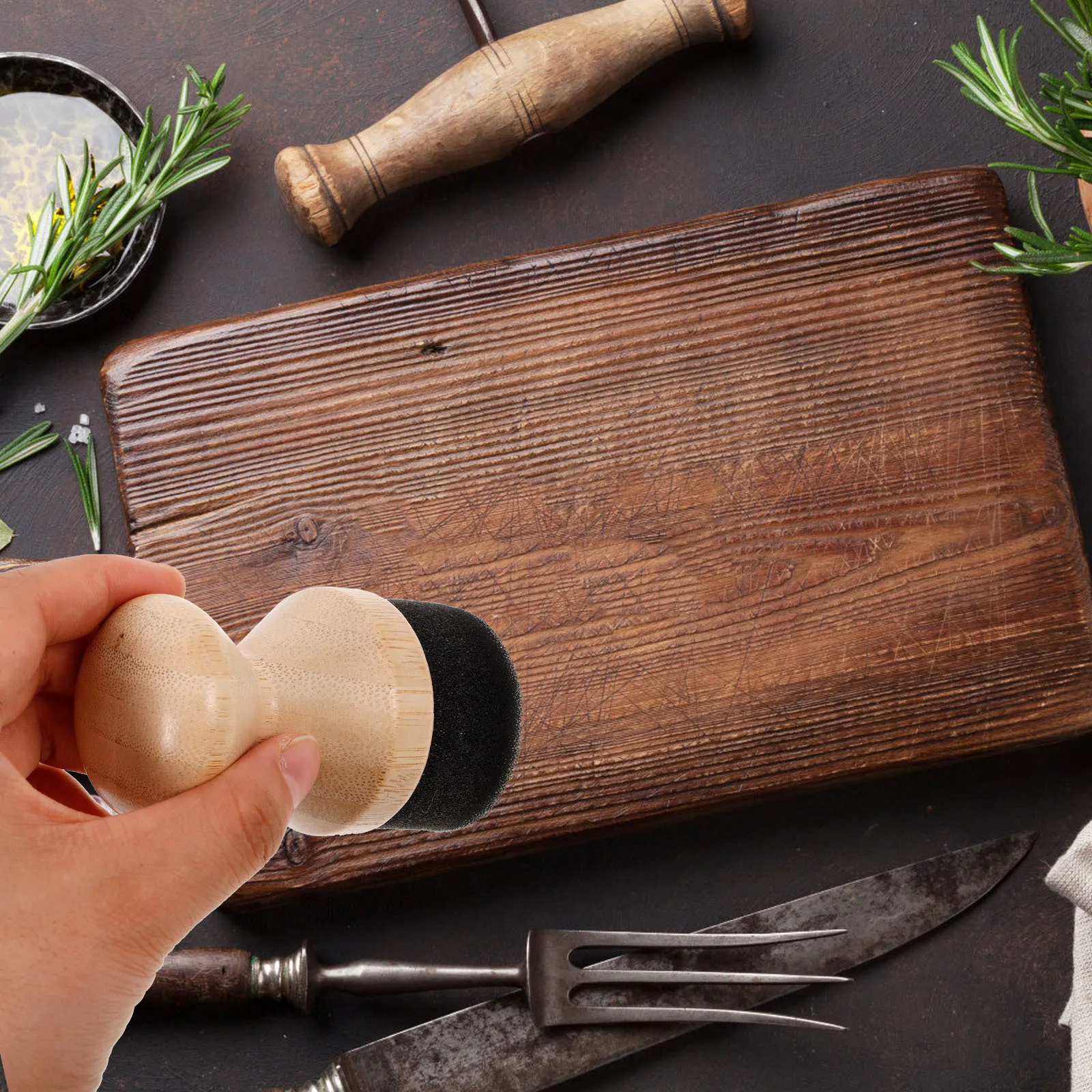 

Wood Cutting Board Oil Wax Applicator Smooth Surface Ergonomic Handle Easy Clean Storage Kitchen Utensil Tool Wax Applicator