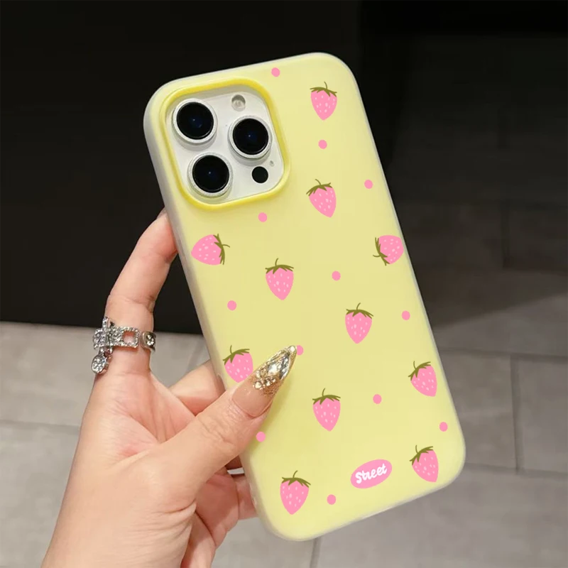 Sweet Pink Strawberry Pattern Phone Case For Redmi 10 11 12 13 14 4G Xiaomi Redmi Note 11 12 13 14 10 Pro 5G 14C 13C 15C Fundas view 4