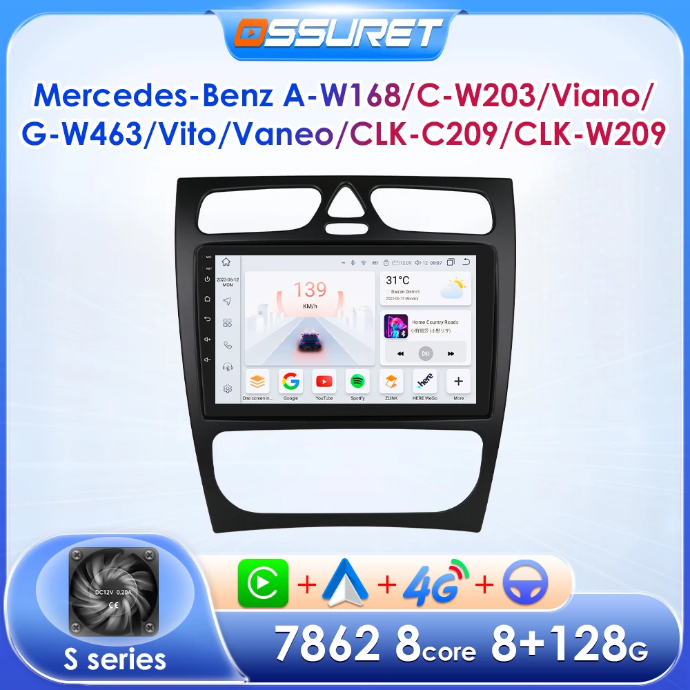 6115 Android Auto Multimedia für Mercedes C W203 EINE W168 G W463 C CLK W209 Auto Radio Stereo Player Drahtlose Carplay 4G BT Bildschirm