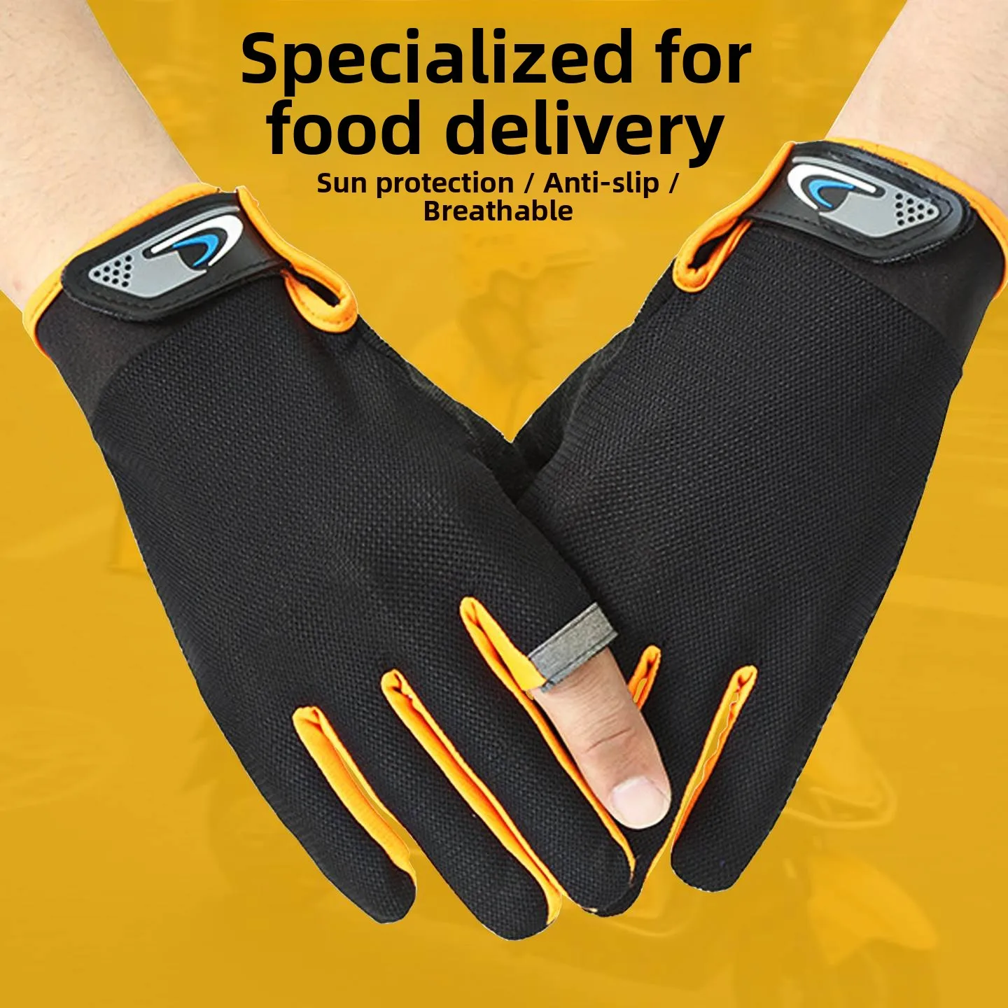 

Special Delivery Gloves Ice Silk Two-Finger Cycling Unisex Summer Anti-Slip Open- Finger Men's Women's Protective Gear