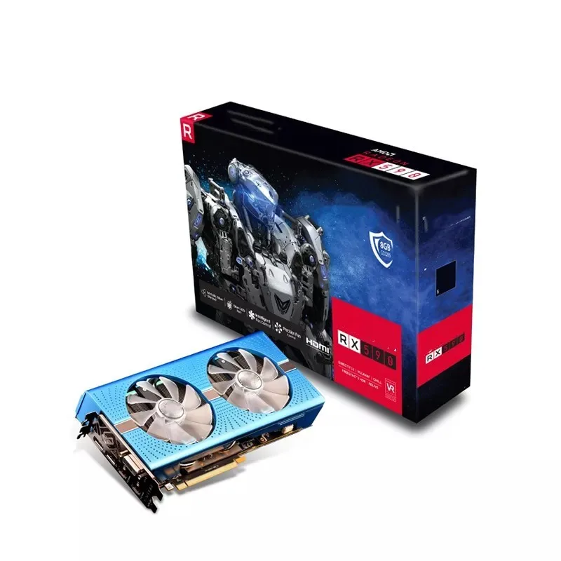 การ์ดจอ Radeon RX 590 8G D5 ของแท้ในสต็อก สำหรับเล่นเกมบนเดสก์ท็อป RX 590