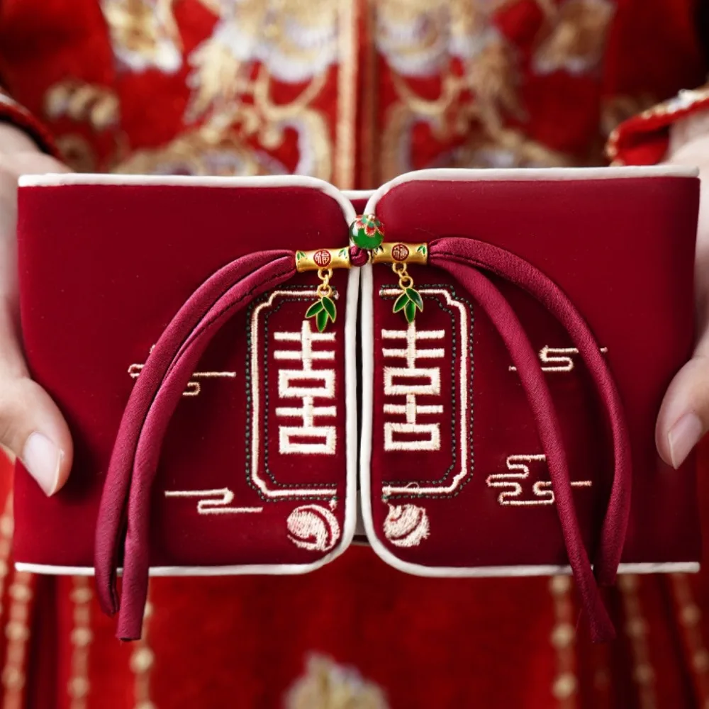 

Chinese Style Wedding Red Envelope Handmade Best Wishes Embroidery Red Envelope Embroidery Large Capacity HongBao