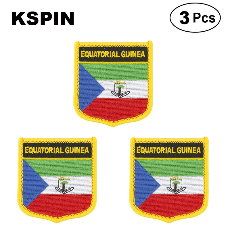 Equatorial Guinea Shiled Shape flag patches national flag patches for Cothing DIY Decoration