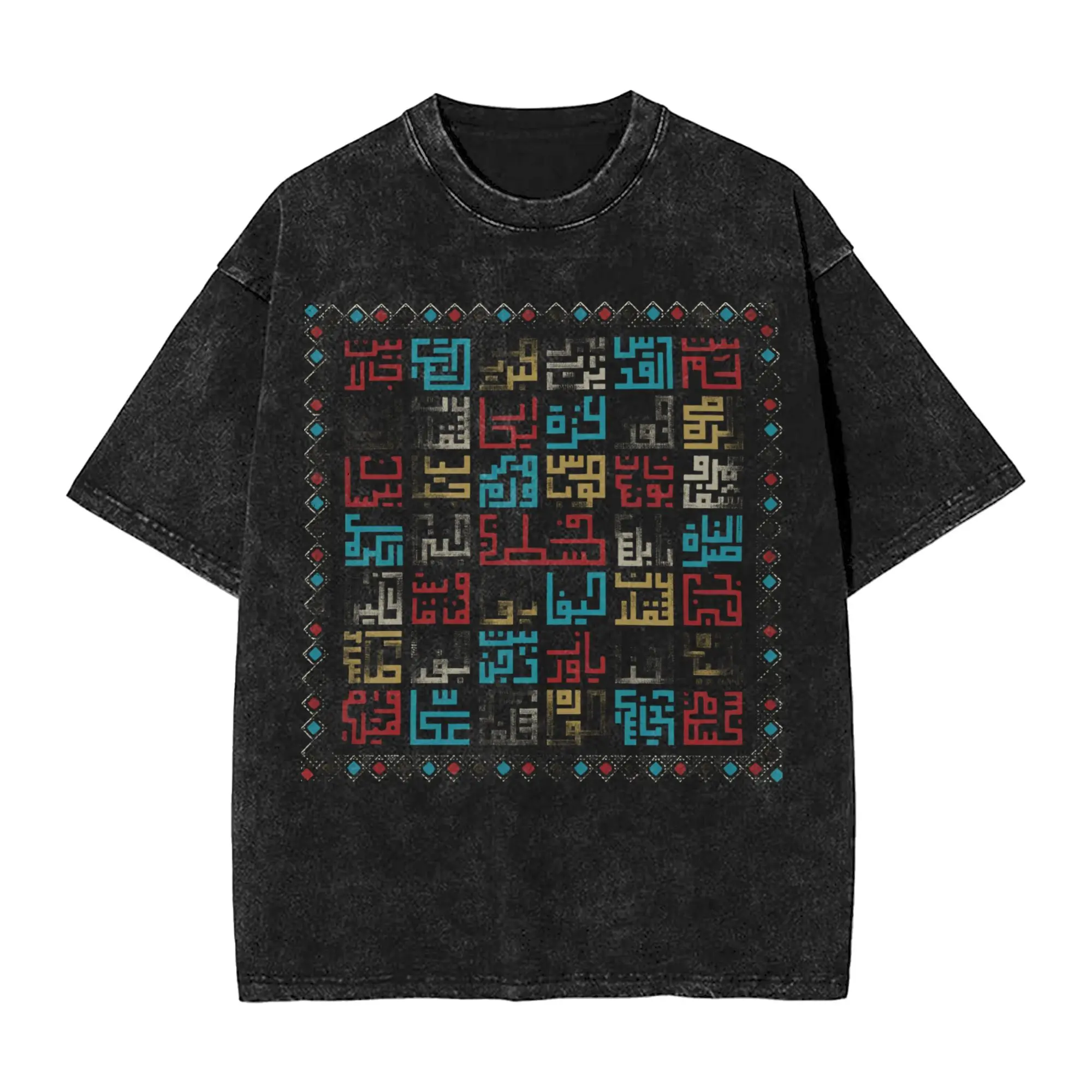 Men Palestine Cities Names in Arabic Realistic Embroidery Art  T Shirts Traditional Palestinian Tatreez Top Tees Summer T-Shirt