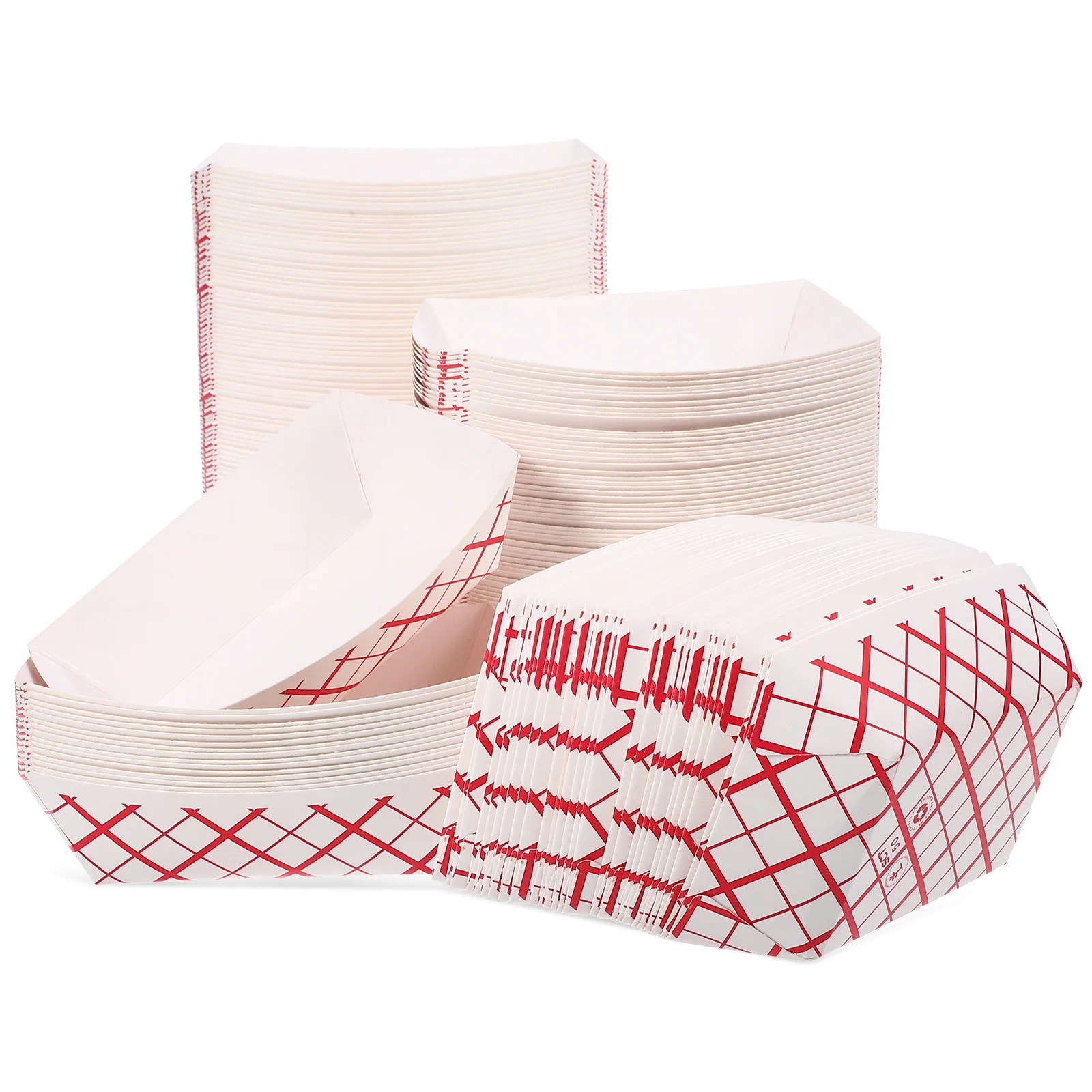 

200pcs Appetizer Trays Disposable Grid Food Platter 115x76x40MM Paper Disposable Trays Hot Dog Snack Boxes Serving Plates