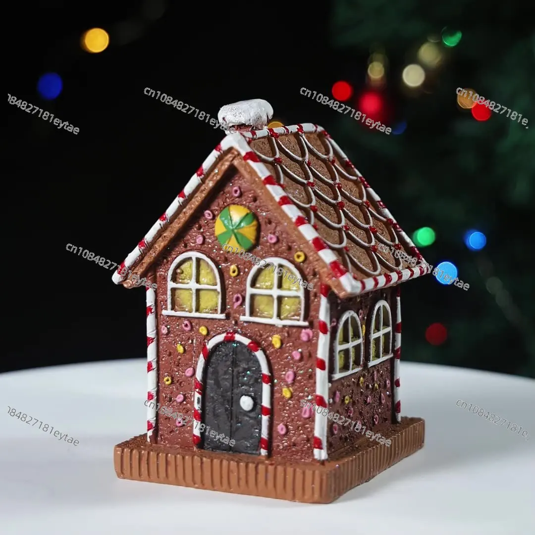 

Рождественский пряничный дом, украшение, Рождественская гостиная, вечеринка, атмосфера, маленький дом, украшение из смолы, пряничный человечек