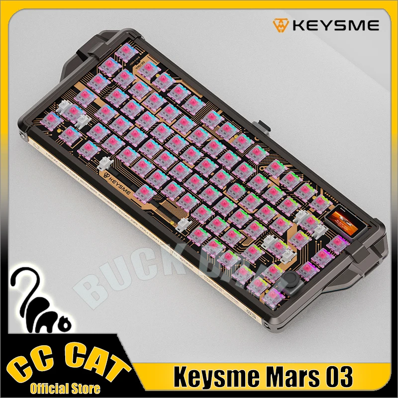 

Keysme Mars 03 Mechanical Keyboard Kit Wireless Bluetooth Keyboards Aluminum Alloy 3Mode CNC Gasket Rgb Custom Gamer Keyboard