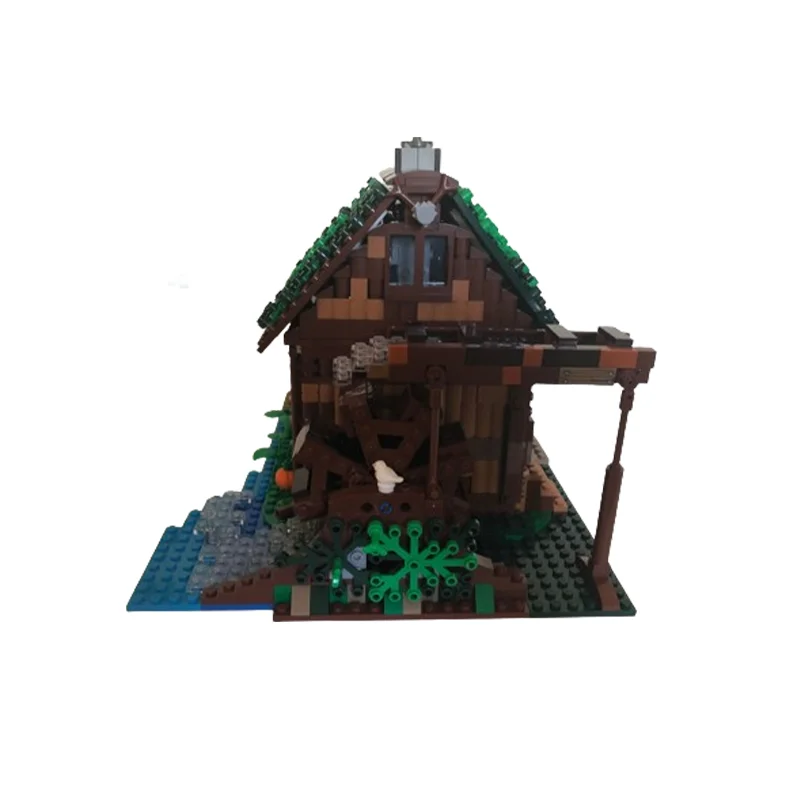 MOC-48679 modello di edificio medievale casa ruota d'acqua fai da te creativo educativo blocchi regalo giocattolo 1434 pezzi