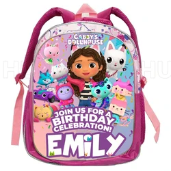 Mochila rosa para casa de boneca gabby, mochila escolar infantil de 12 polegadas, mochila de jardim de infância para meninos e meninas, bolsas escolares para bebês de 3-4-6 anos