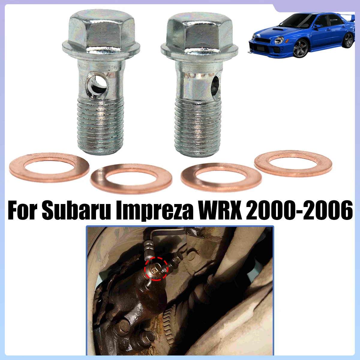

Front Left Right Caliper Hose Lines Banjo Fittings Bolts Copper Sealing Crush Washers Repair Kit For Subaru Impreza WRX 2000-06