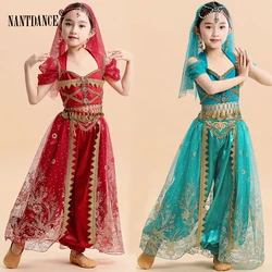Girls Kids Princess Belly Dance Set India Oriental Indian Dance Sari Girl Performance Costume Bollywood Children Stage Outfit