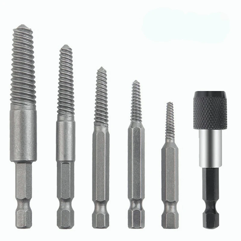 5pcs Screw Extractor Center Drill Bits Guide Set Broken Damaged Bolt Remover Hex Shank and Spanner for Broken Hand Tool