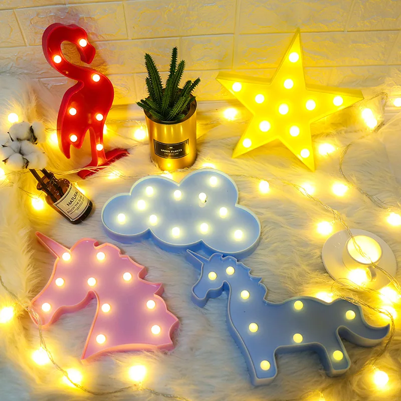 

Moon Heart Fairy Lights Hoop Led Garland Star Unicorn Wall Desk Night Light Battery Lights for Wedding Party Home Decoration