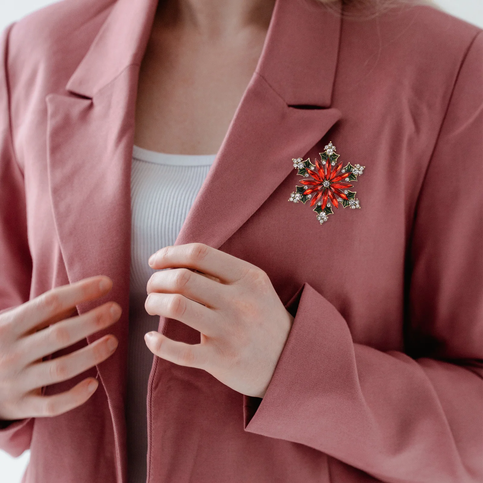 

Snowflake Brooch Alloy Rhinestone Christmas Brooch Pin Snowflake Accessory Sweater Dress Holiday Jewelry Dress Accessories