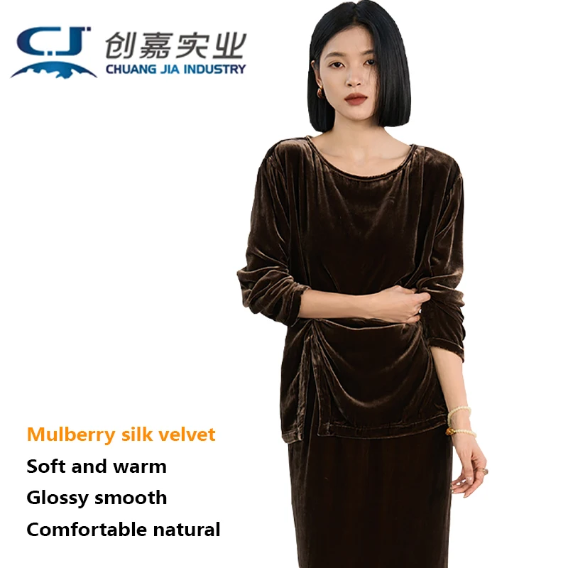 Luxury Pure Silk Knit Women's T-shirt - Elegant, Simple, Graceful, Casual Pullover - Comfortable, Soft, Fine, Skin-Friendly Top