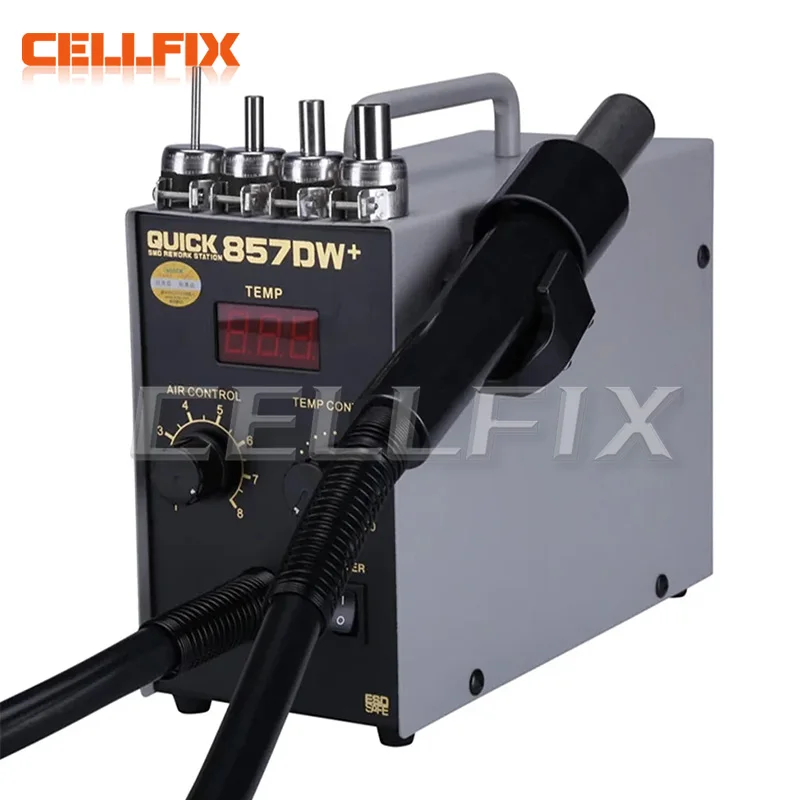 QUICK 857DW+ BGA Rework Station 580W Hot Air Gun Soldering Station with Heater SMD Solder Station Phone Motherboard PCB Repair