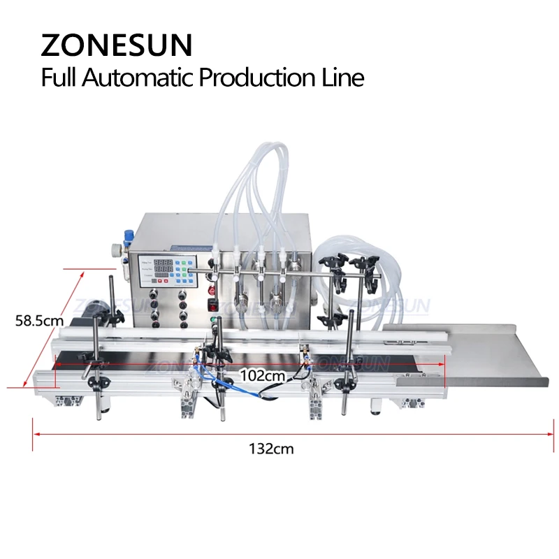 ZONESUN piccola bottiglia da tavolo liquido per bevande olio pompa magnetica riempimento tappatura etichettatrice linea di produzione